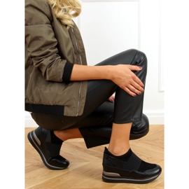 Negro RQ302 Zapatilla deportiva cuña negra 2