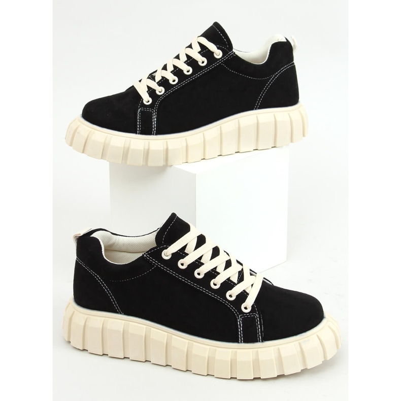 Zapatillas negras con suela gruesa 85-737 Negro 1