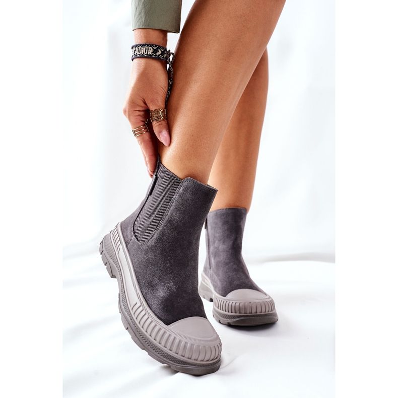 Botines Mujer Botines Chelsea Piel Ante Big Star II274353 Gris 1