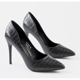 Stilettos de piel de cocodrilo negro ébano 1
