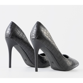 Stilettos de piel de cocodrilo negro ébano 2
