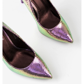 Los tacones altos iridiscentes morados de Audrey violeta 2