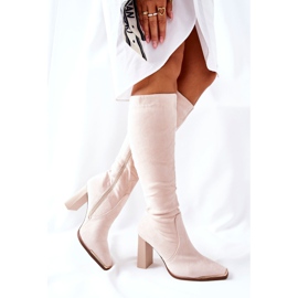 PS1 Botas Calientes Mujer Punta Dorada Beige Puentos 1