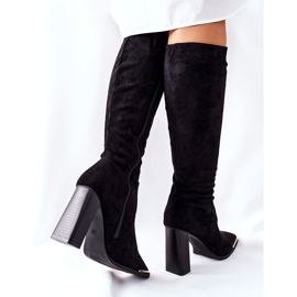 PS1 Botas Calientes Mujer Punta Dorada Negro Puentos 5