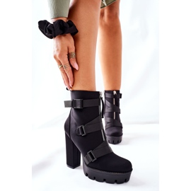 FB3 Botas de Terciopelo para Mujer con Tacón Negro Date prisa 1