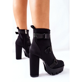 FB3 Botas de Terciopelo para Mujer con Tacón Negro Date prisa 4