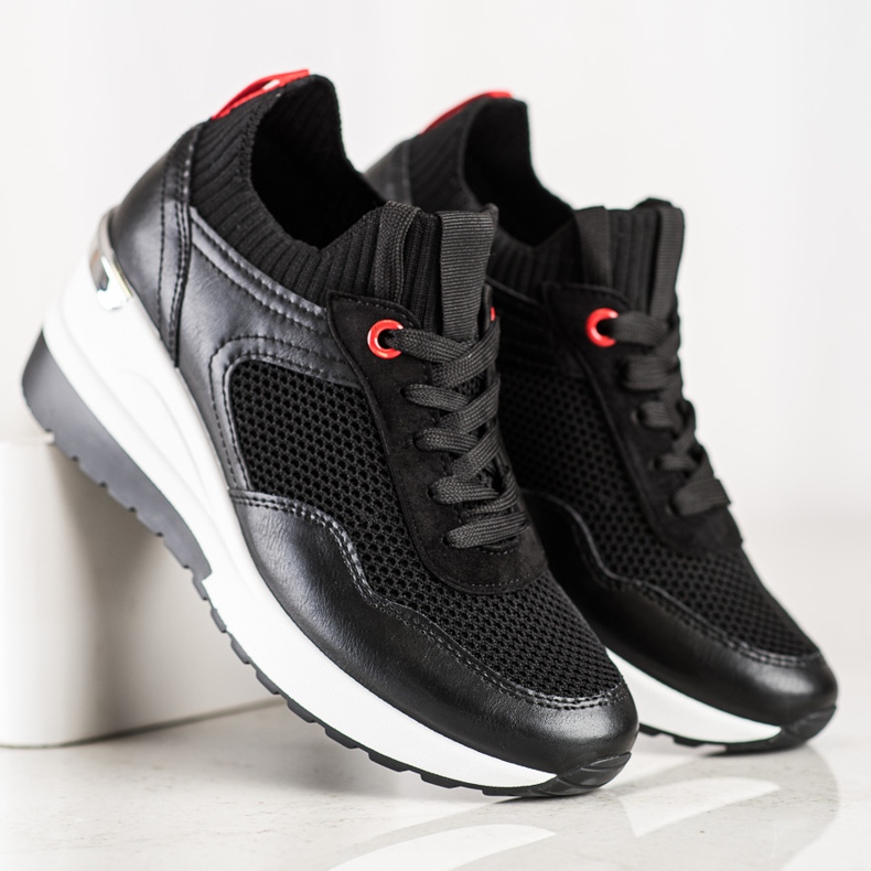 SHELOVET Zapatillas sin cordones con malla negro 2