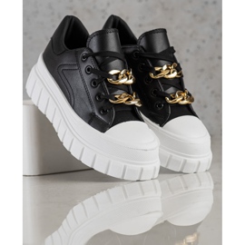 SHELOVET Zapatillas con cadena de moda negro 1
