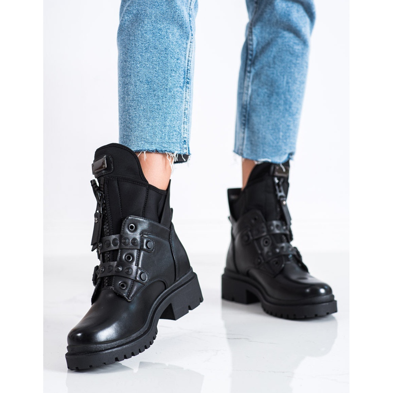 Diamantique Trabajadores de moda con hebillas negras negro 1