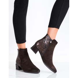 Botas con inserto VINCEZA con estampado de serpiente marrón 3