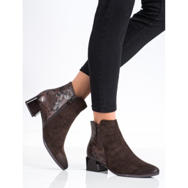 Botas con inserto VINCEZA con estampado de serpiente marrón 4
