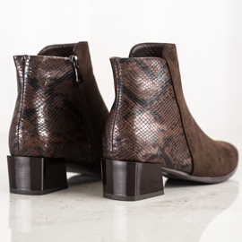 Botas con inserto VINCEZA con estampado de serpiente marrón 5
