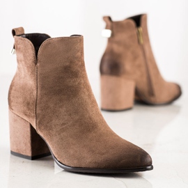Botas de ante de tacón alto de VINCEZA beige marrón 1