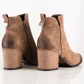 Botas de ante de tacón alto de VINCEZA beige marrón 4