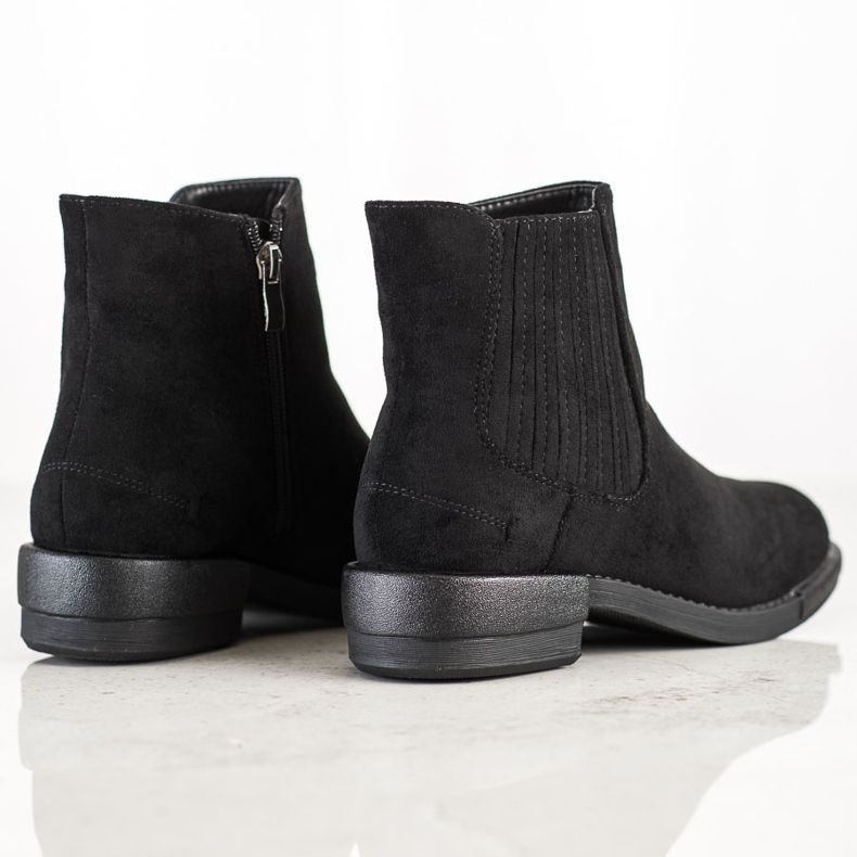 SHELOVET Botas clásicas de tacón plano negro 1