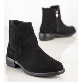 SHELOVET Botas clásicas de tacón plano negro 4