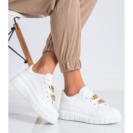 SHELOVET Zapatillas con cadena de moda blanco 3