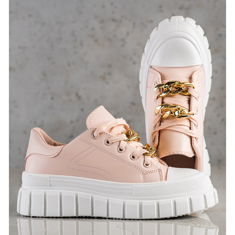 SHELOVET Zapatillas con cadena de moda rosa 1