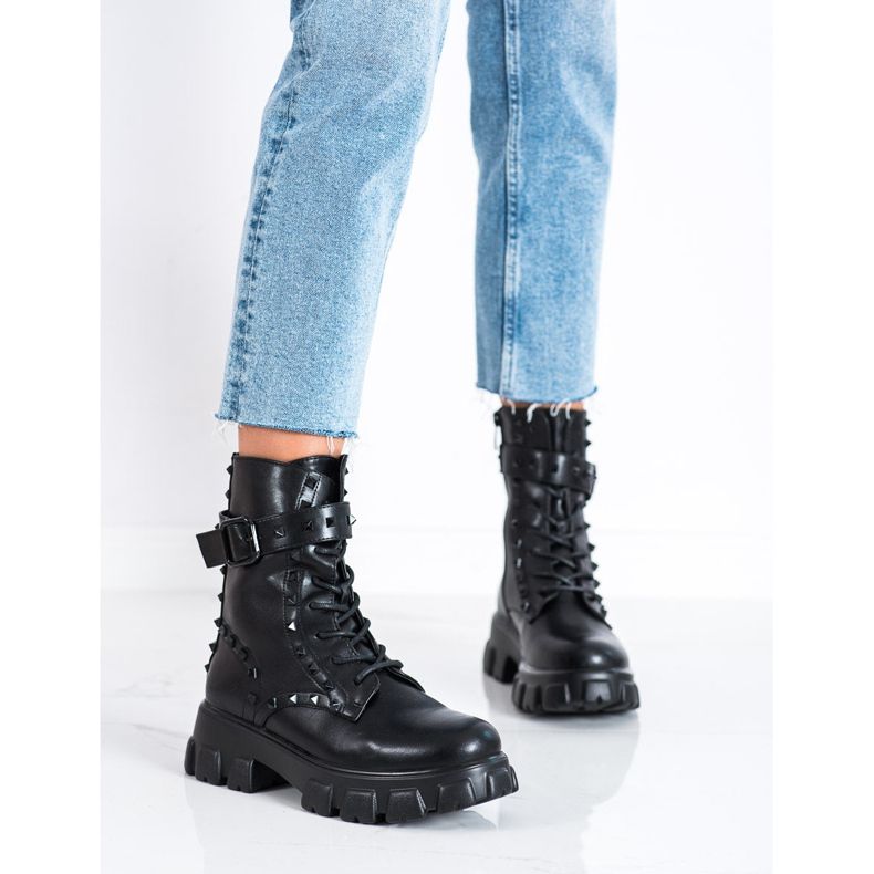 Erynn Trabajadores con tachuelas negras negro 2