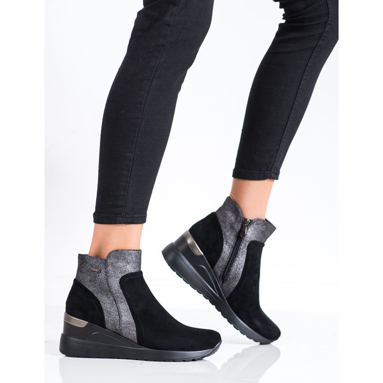 Botas de moda en la cuña VINCEZA negro plata gris 2