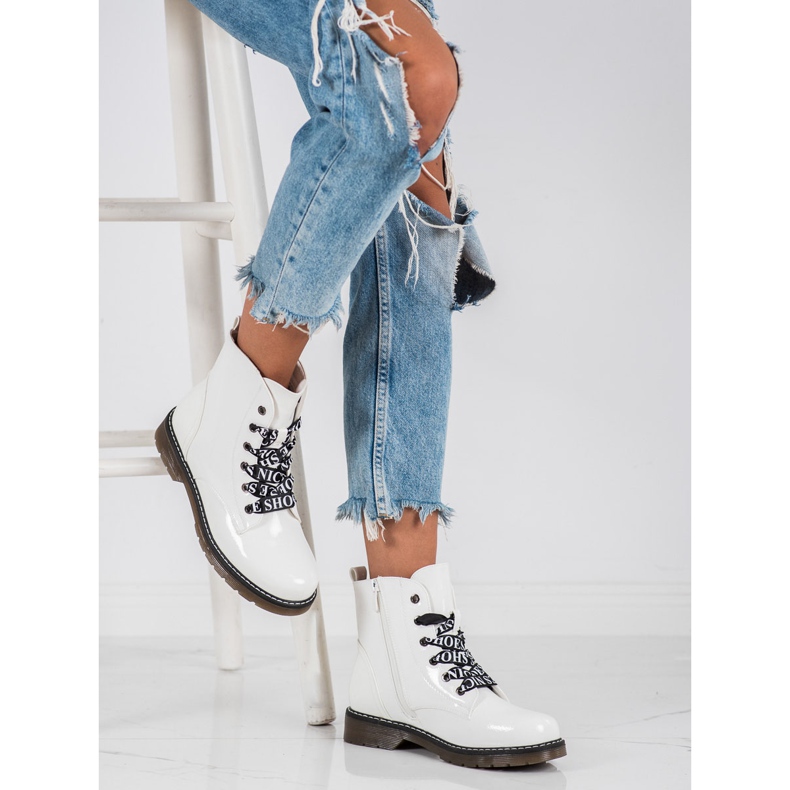 Botas Con Encuadernación VINCEZA Decorativa blanco 2 Botas Con Encuadernación VINCEZA Decorativa blanco 2