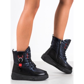 Seastar Botas de nieve cálidas en la plataforma negro azul marino 3