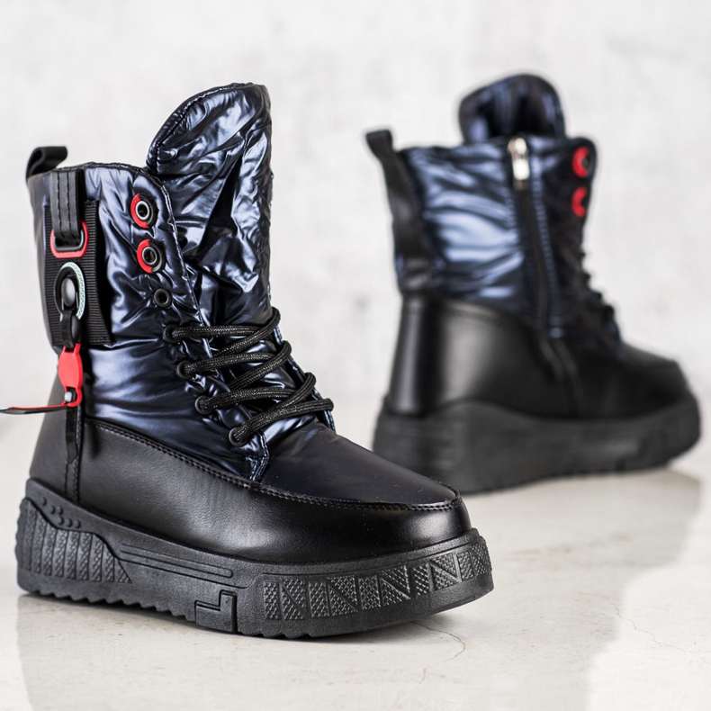 Seastar Botas de nieve cálidas en la plataforma negro azul marino 1