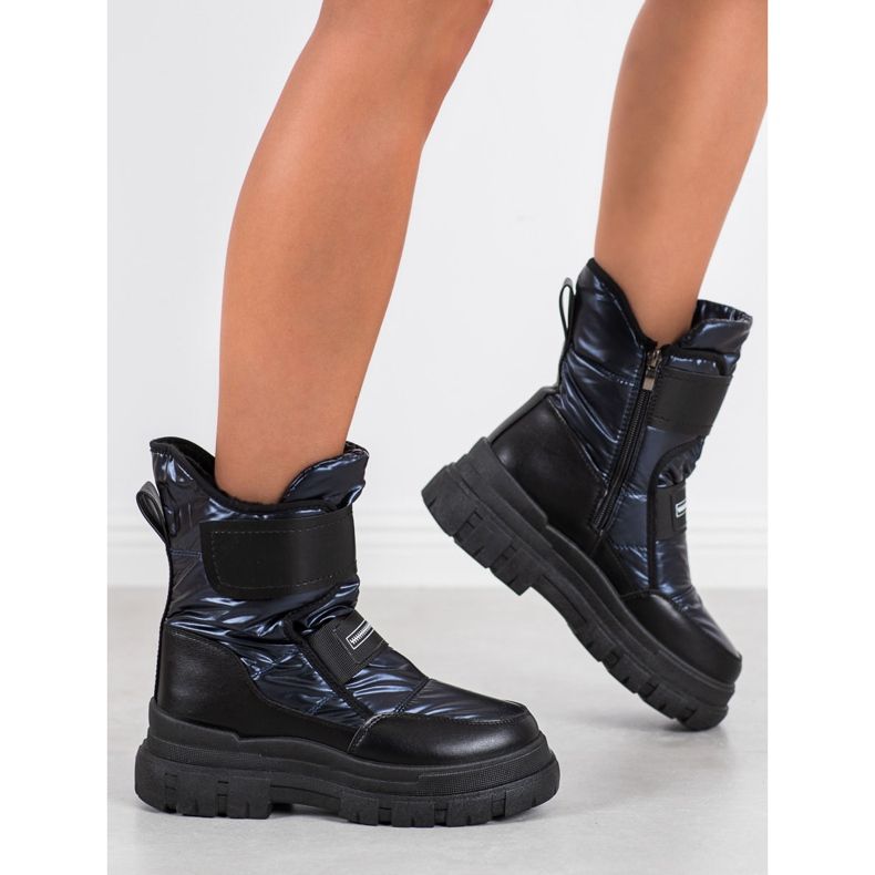 Seastar Botas de nieve con velcro negro azul 1