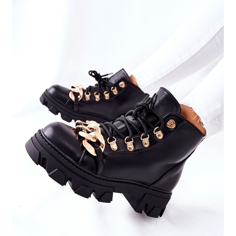 PS1 Botas Warm Trapper para Mujer con Cadena Negra Labri negro 1