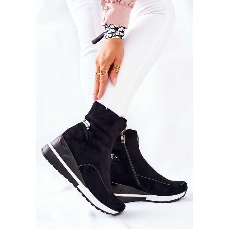 Vinceza Botas de mujer con cuña Black Glenvar negro 1