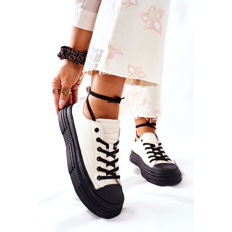 Zapatillas cálidas de mujer GOE II2N4036 Blanco negro 2