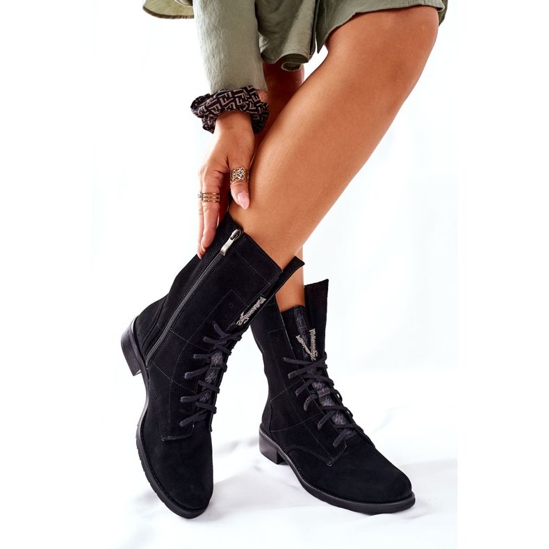 Botines Mujer Piel Velour Botas Nicole Black 2581/028 negro 2 Botines Mujer Piel Velour Botas Nicole Black 2581/028 negro 2