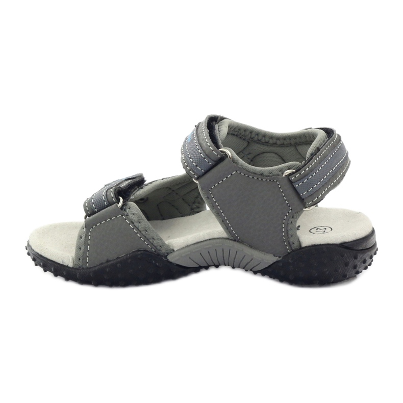 American Club Sandalias de velcro con aplicación de cuero gris americano 1618 azul 2 American Club Sandalias de velcro con aplicación de cuero gris americano 1618 azul 2