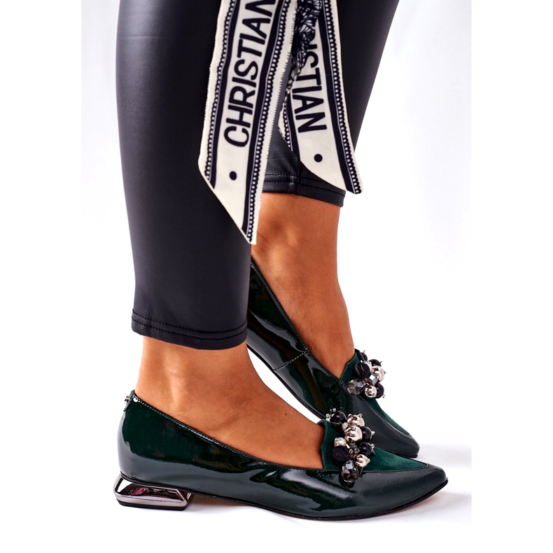 Bailarinas Mujer Laura Messi Cuero Verde 2157 2