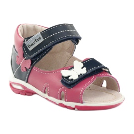 Sandalias de cuero para niñas con una mariposa rosa Bartuś rosado 1