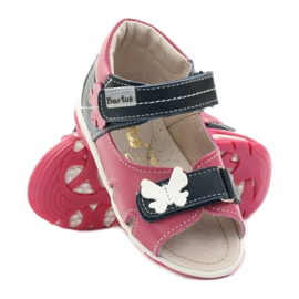 Sandalias de cuero para niñas con una mariposa rosa Bartuś 3