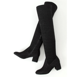 Botas mosqueteras con hilo brillante negro 168-155 Negro 1 Botas mosqueteras con hilo brillante negro 168-155 Negro 1