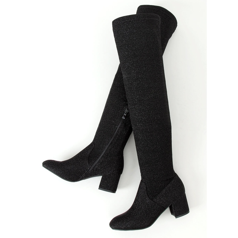 Botas mosqueteras con hilo brillante negro 168-155 Negro 1