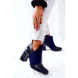 PA2 Botas De Cuero De Mujer Con Tacón Azul Marino I Wish 5