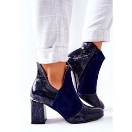 PA2 Botas De Cuero De Mujer Con Tacón Azul Marino I Wish 4