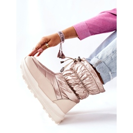 Botas de nieve cálidas para mujer con cremallera de estrella dorada dorado 2