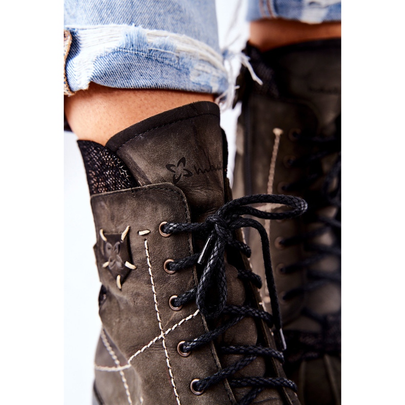 Botas cálidas de piel para mujer Maciejka Olive 03961-24 verde 1