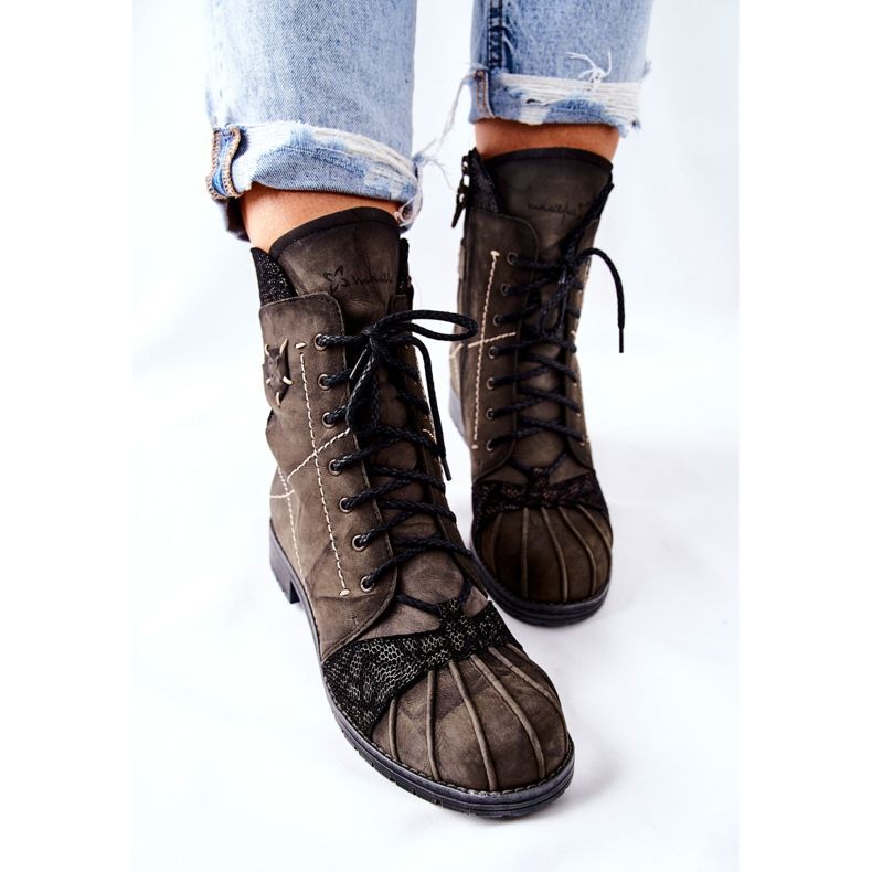 Botas cálidas de piel para mujer Maciejka Olive 03961-24 verde 2