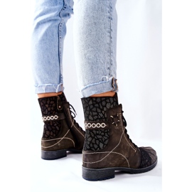 Botas cálidas de piel para mujer Maciejka Olive 03961-24 verde 4