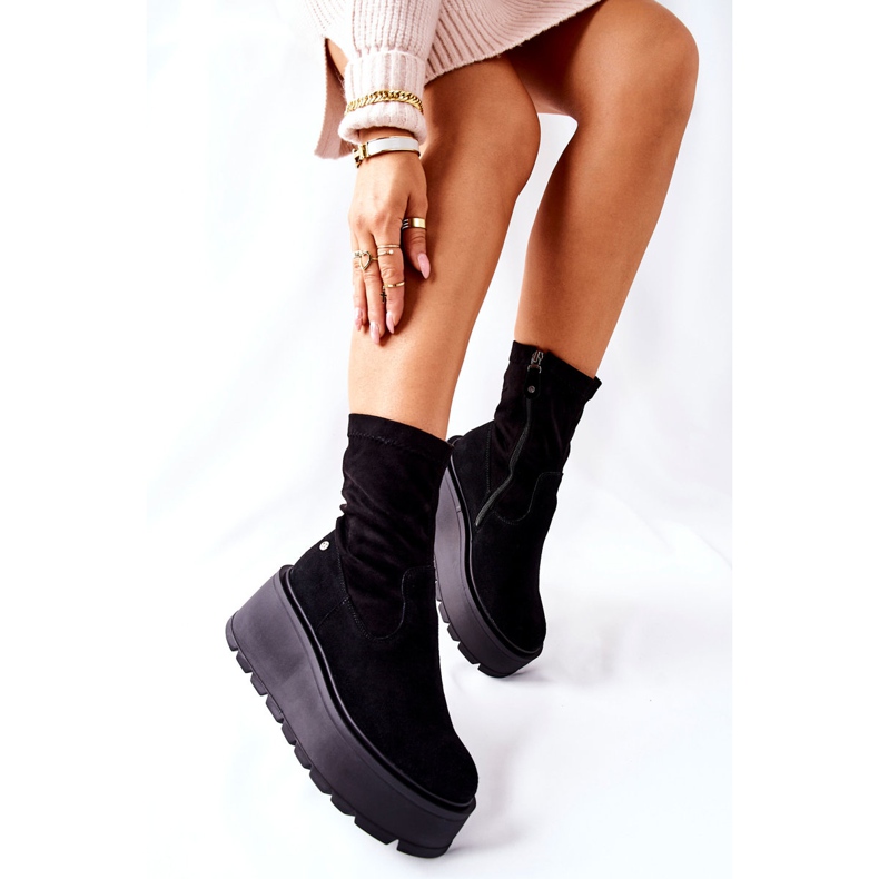 Botas de ante en la plataforma Maciejka Black 05319-01 negro 2