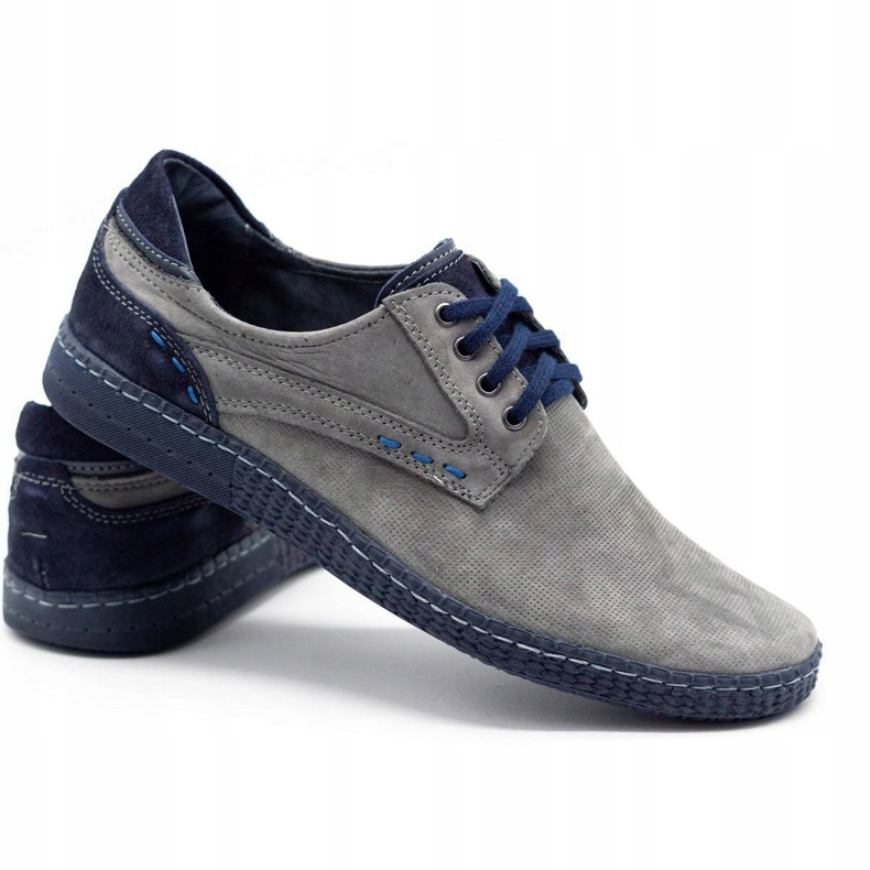 KOMODO Zapatos casual hombre 848 gris azul marino 3