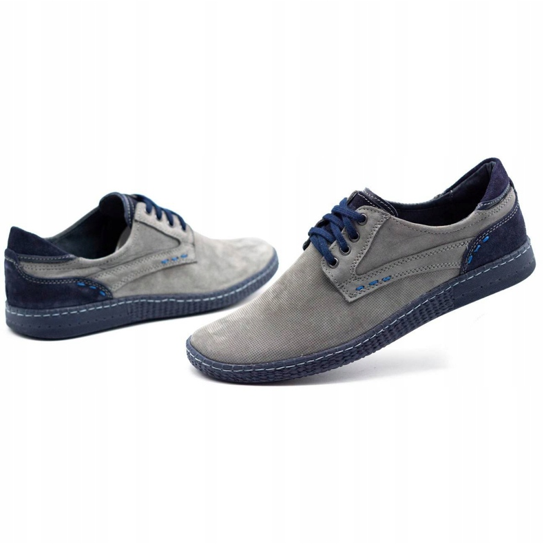 KOMODO Zapatos casual hombre 848 gris azul marino 4