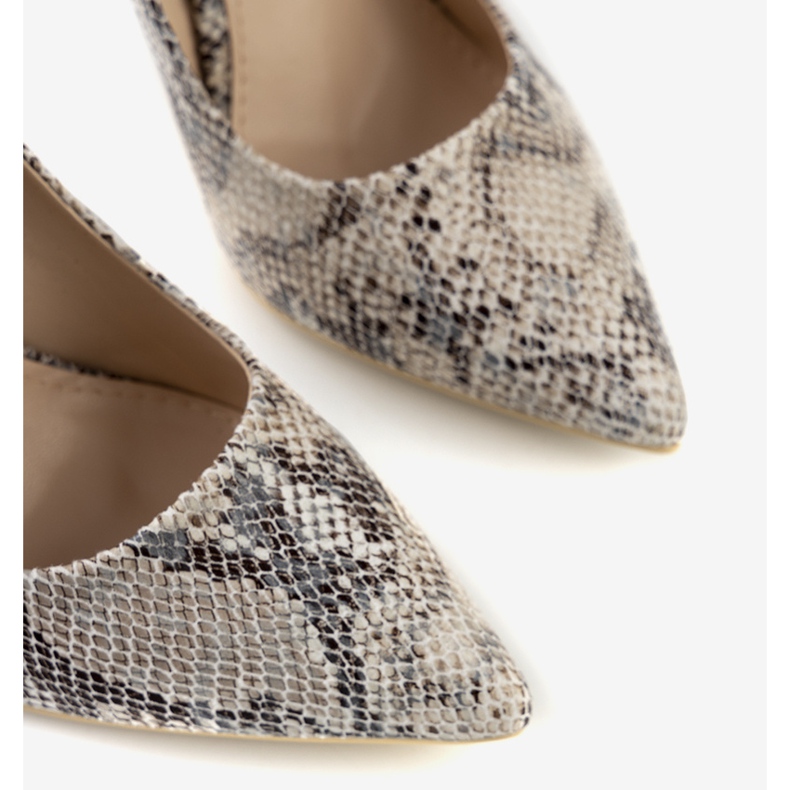 Tacones beige con estampado de piel de serpiente de Grace gris 1