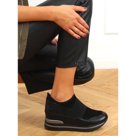 Negro RQ302 Zapatilla deportiva cuña negra 4