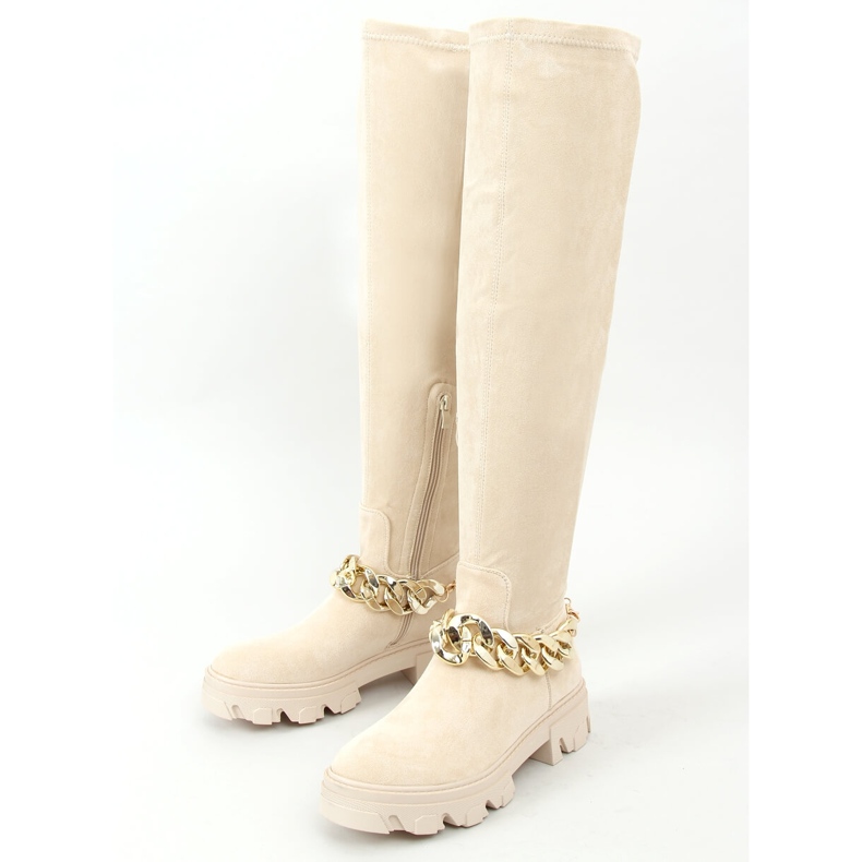 Botas mosqueteras con suela gruesa ML174 Microfibre Beige 1 Botas mosqueteras con suela gruesa ML174 Microfibre Beige 1